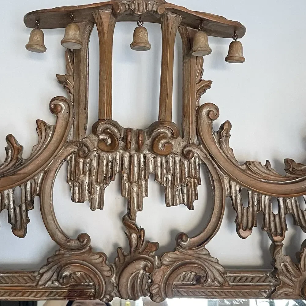 Vintage La Barge Italian Hand Carved Solid Wood Wall Mirror Ornate Florentine